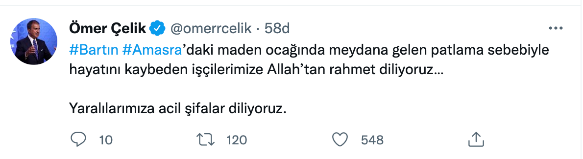 Bartın’da yaşanan patlamanın ardından siyasiler ‘başsağlığı’ mesajı yayımladı 5