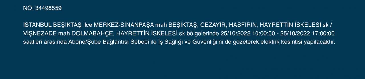 İstanbul’un çok sayıda ilçesinde elektrik kesintisi! (25 EKİM SALI 2022) 17
