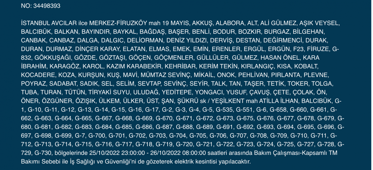 İstanbul’un 25 ilçesinde elektrik kesintisi (26 EKİM ÇARŞAMBA 2022) 4