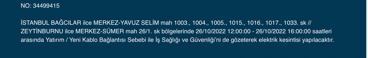 İstanbul’un 25 ilçesinde elektrik kesintisi (26 EKİM ÇARŞAMBA 2022) 5