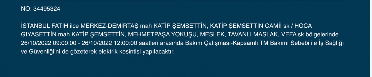 İstanbul’un 25 ilçesinde elektrik kesintisi (26 EKİM ÇARŞAMBA 2022) 15