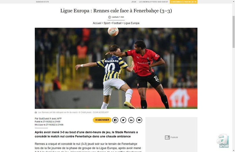 Fransız medyasından ''İstanbul'da çılgın maç''  yorumu! Fenerbahçe'nin tarihi geri dönüşü büyük yankı uyandırdı... 12