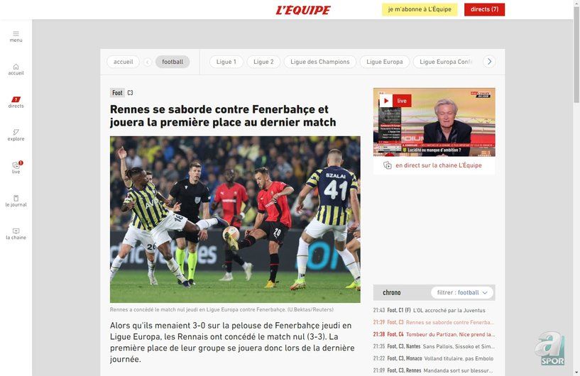 Fransız medyasından ''İstanbul'da çılgın maç''  yorumu! Fenerbahçe'nin tarihi geri dönüşü büyük yankı uyandırdı... 3
