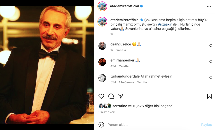 Rıza Akın'ın vefatı sanat camiasını yasa boğdu... Ünlü isimler üzüntülerini bu sözlerle dile getirdiler 13