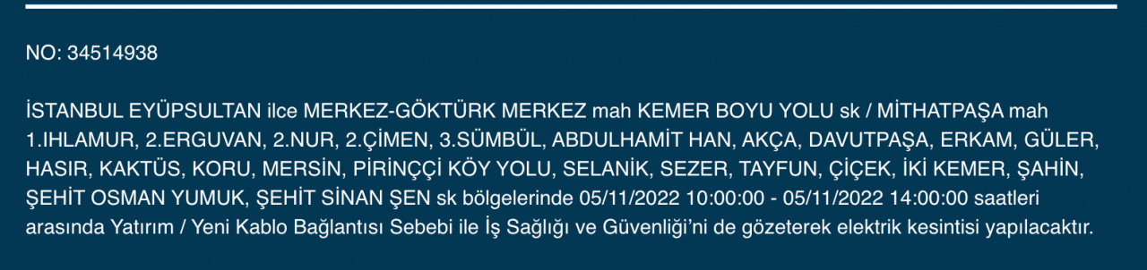 BEDAŞ ve AYEDAŞ’tan kesinti uyarısı! (5 KASIM CUMARTESİ 2022) 31