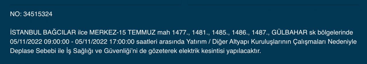 BEDAŞ ve AYEDAŞ’tan kesinti uyarısı! (5 KASIM CUMARTESİ 2022) 7