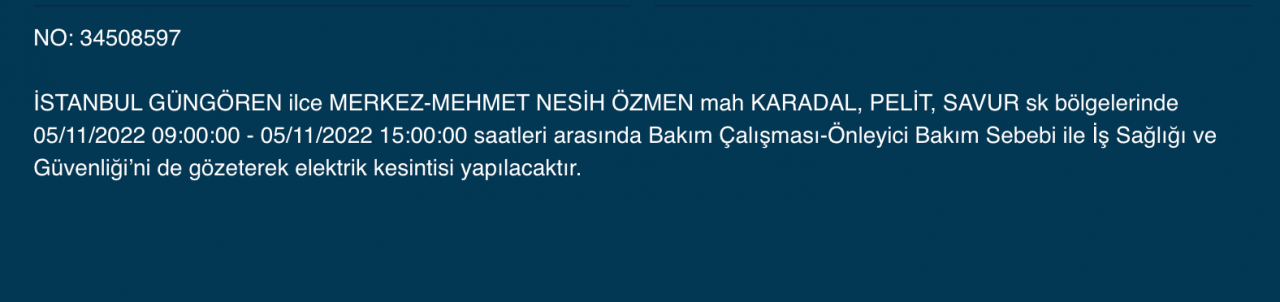 BEDAŞ ve AYEDAŞ’tan kesinti uyarısı! (5 KASIM CUMARTESİ 2022) 33