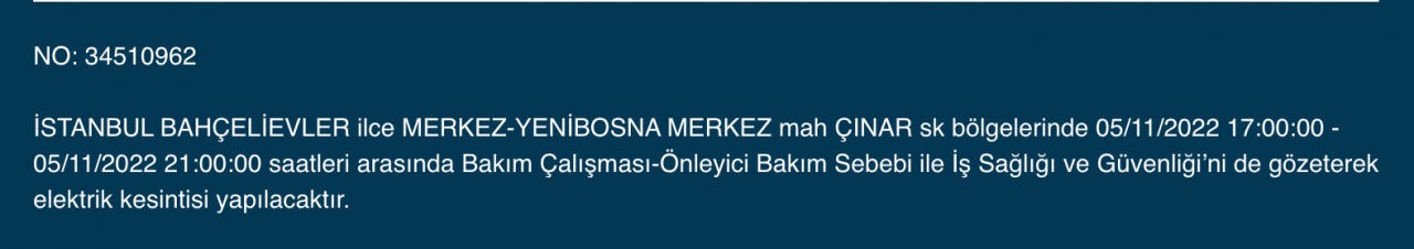 BEDAŞ ve AYEDAŞ’tan kesinti uyarısı! (5 KASIM CUMARTESİ 2022) 10