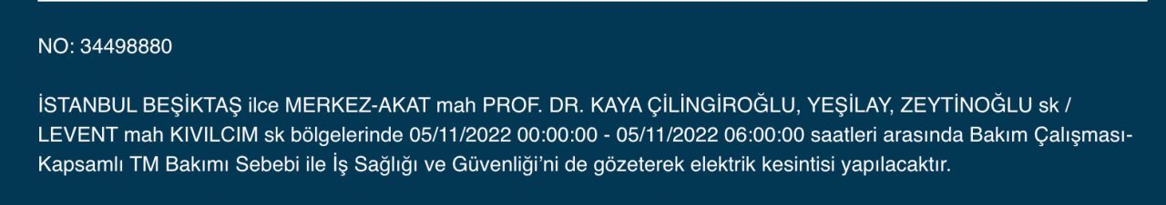 BEDAŞ ve AYEDAŞ’tan kesinti uyarısı! (5 KASIM CUMARTESİ 2022) 13