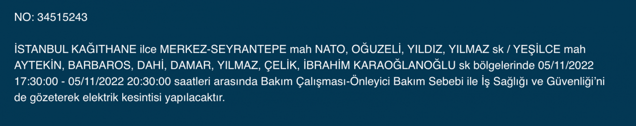 BEDAŞ ve AYEDAŞ’tan kesinti uyarısı! (5 KASIM CUMARTESİ 2022) 37