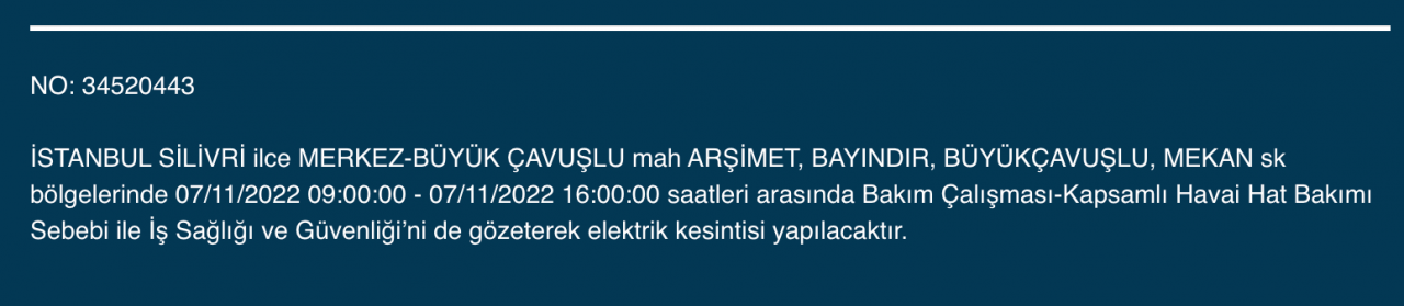 İstanbul’da 31 ilçeyi etkileyen elektrik kesintisi! (7 KASIM PAZARTESİ 2022) 51
