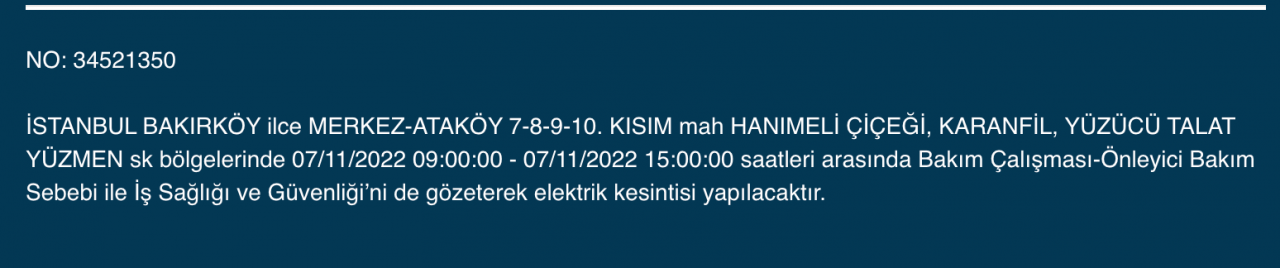 İstanbul’da 31 ilçeyi etkileyen elektrik kesintisi! (7 KASIM PAZARTESİ 2022) 28
