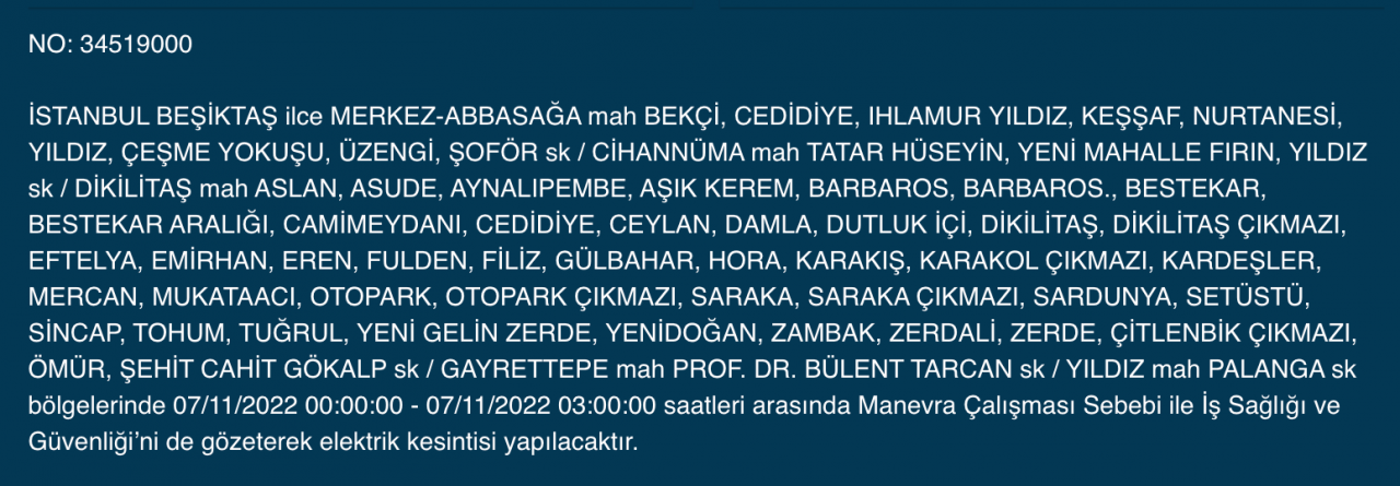 İstanbul’da 31 ilçeyi etkileyen elektrik kesintisi! (7 KASIM PAZARTESİ 2022) 33