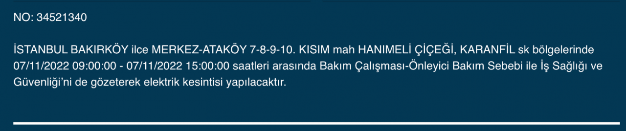 İstanbul’da 31 ilçeyi etkileyen elektrik kesintisi! (7 KASIM PAZARTESİ 2022) 23