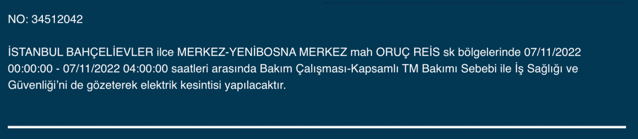 İstanbul’da 31 ilçeyi etkileyen elektrik kesintisi! (7 KASIM PAZARTESİ 2022) 20