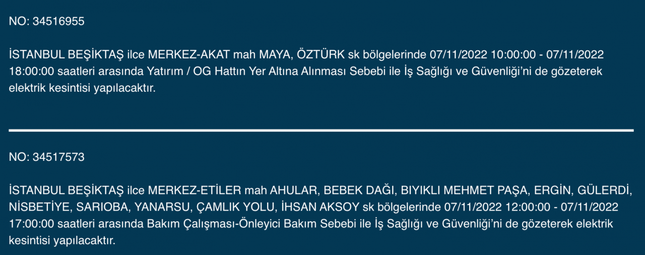 İstanbul’da 31 ilçeyi etkileyen elektrik kesintisi! (7 KASIM PAZARTESİ 2022) 35