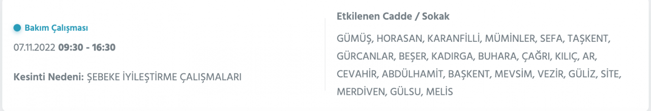 İstanbul’da 31 ilçeyi etkileyen elektrik kesintisi! (7 KASIM PAZARTESİ 2022) 61