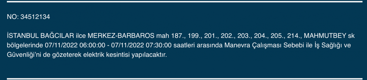 İstanbul’da 31 ilçeyi etkileyen elektrik kesintisi! (7 KASIM PAZARTESİ 2022) 13