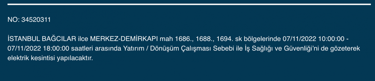 İstanbul’da 31 ilçeyi etkileyen elektrik kesintisi! (7 KASIM PAZARTESİ 2022) 17