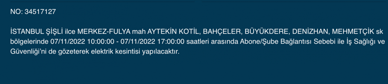 İstanbul’da 31 ilçeyi etkileyen elektrik kesintisi! (7 KASIM PAZARTESİ 2022) 52