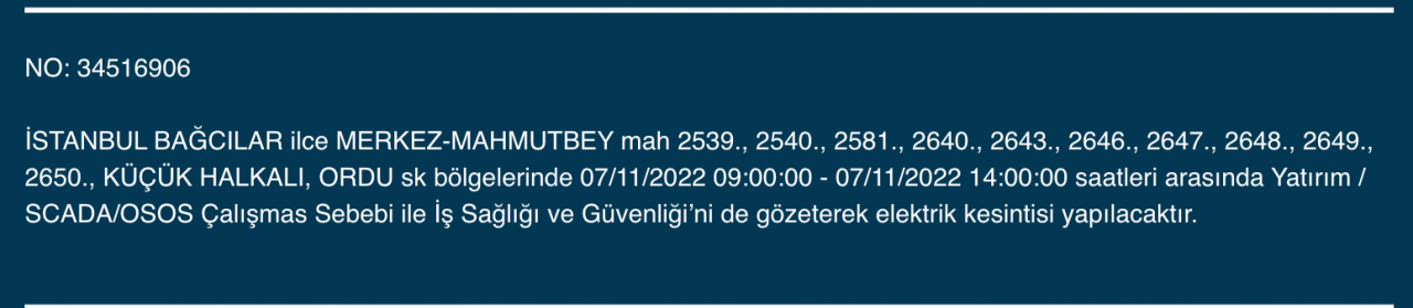 İstanbul’da 31 ilçeyi etkileyen elektrik kesintisi! (7 KASIM PAZARTESİ 2022) 14