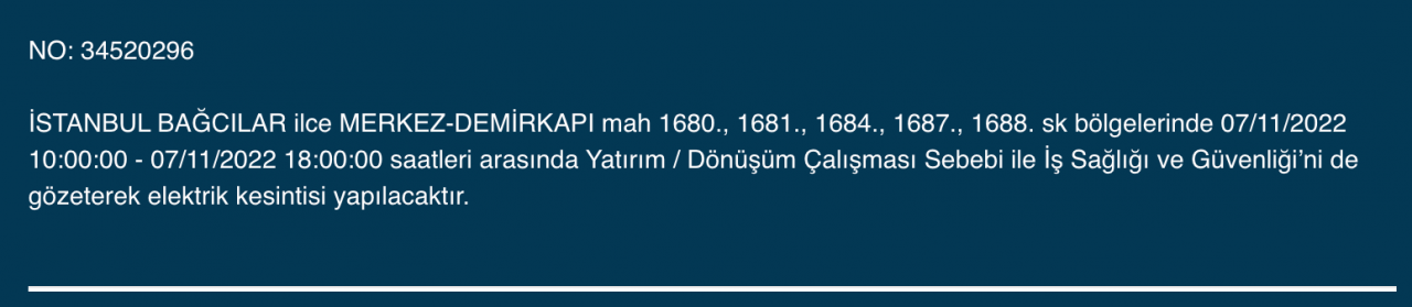 İstanbul’da 31 ilçeyi etkileyen elektrik kesintisi! (7 KASIM PAZARTESİ 2022) 16
