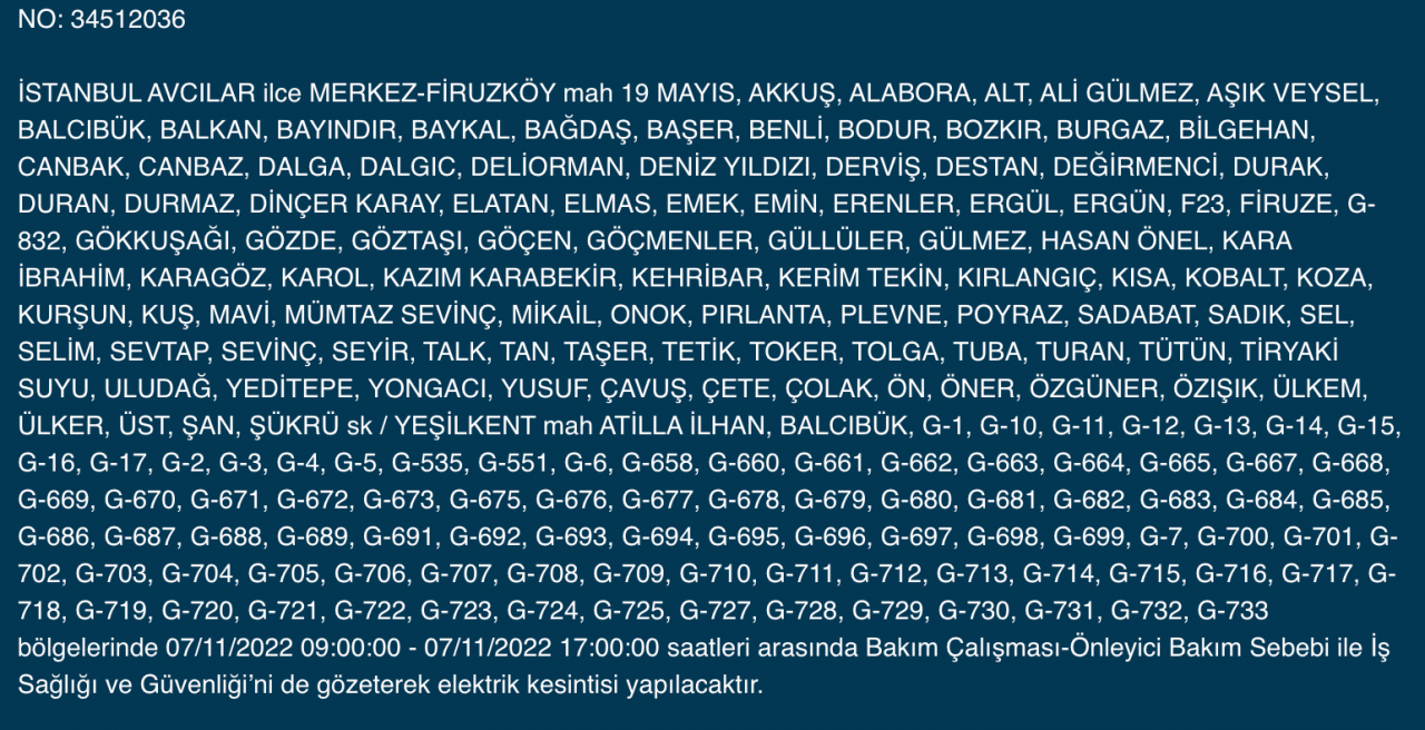 İstanbul’da 31 ilçeyi etkileyen elektrik kesintisi! (7 KASIM PAZARTESİ 2022) 6
