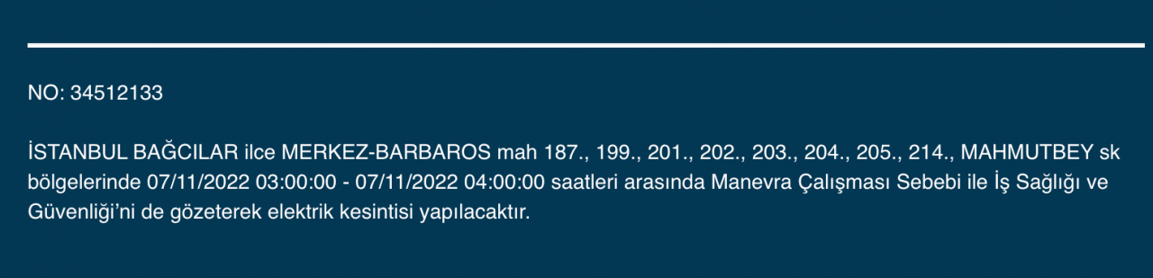 İstanbul’da 31 ilçeyi etkileyen elektrik kesintisi! (7 KASIM PAZARTESİ 2022) 11