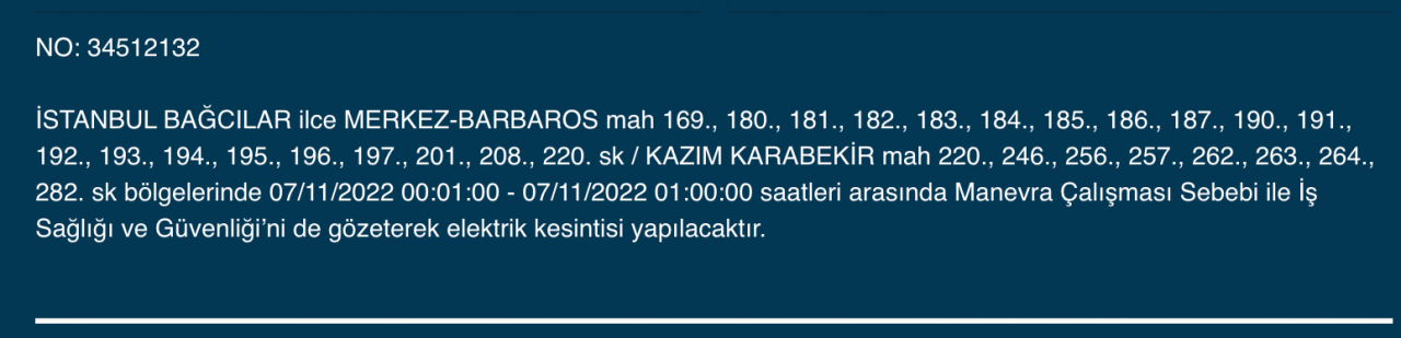 İstanbul’da 31 ilçeyi etkileyen elektrik kesintisi! (7 KASIM PAZARTESİ 2022) 9