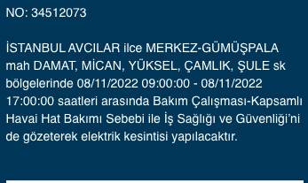 İstanbul’da 31 ilçeyi etkileyen elektrik kesintisi! (8 KASIM SALI 2022) 4