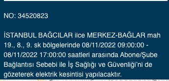 İstanbul’da 31 ilçeyi etkileyen elektrik kesintisi! (8 KASIM SALI 2022) 7