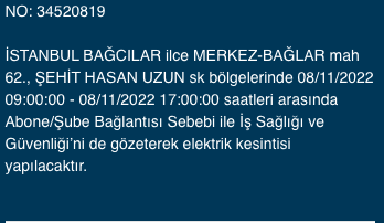 İstanbul’da 31 ilçeyi etkileyen elektrik kesintisi! (8 KASIM SALI 2022) 6