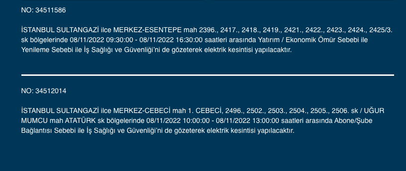İstanbul’da 31 ilçeyi etkileyen elektrik kesintisi! (8 KASIM SALI 2022) 32