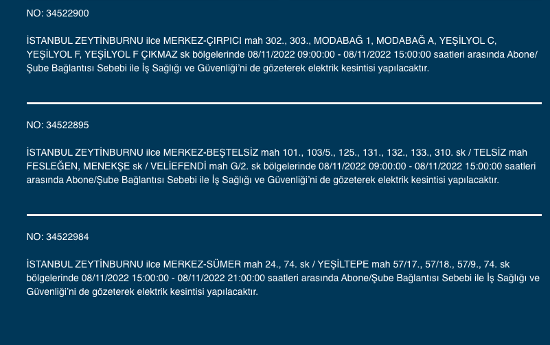 İstanbul’da 31 ilçeyi etkileyen elektrik kesintisi! (8 KASIM SALI 2022) 33