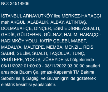 İstanbul’da 31 ilçeyi etkileyen elektrik kesintisi! (8 KASIM SALI 2022) 3