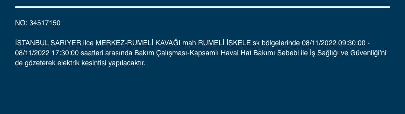 İstanbul’da 31 ilçeyi etkileyen elektrik kesintisi! (8 KASIM SALI 2022) 28