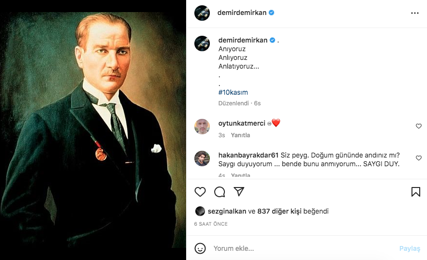 Ünlü isimlerden '10 Kasım Atatürk'ü Anma Günü' paylaşımları 20