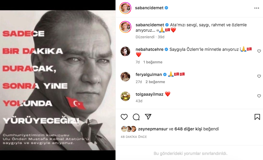 Ünlü isimlerden '10 Kasım Atatürk'ü Anma Günü' paylaşımları 40