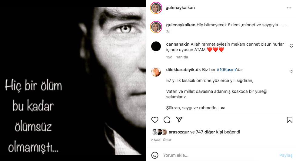 Ünlü isimlerden '10 Kasım Atatürk'ü Anma Günü' paylaşımları 12