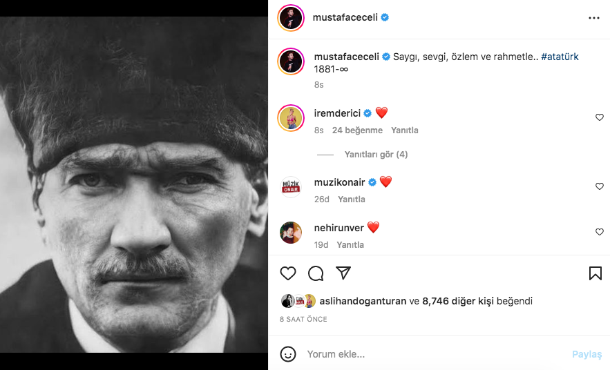 Ünlü isimlerden '10 Kasım Atatürk'ü Anma Günü' paylaşımları 8