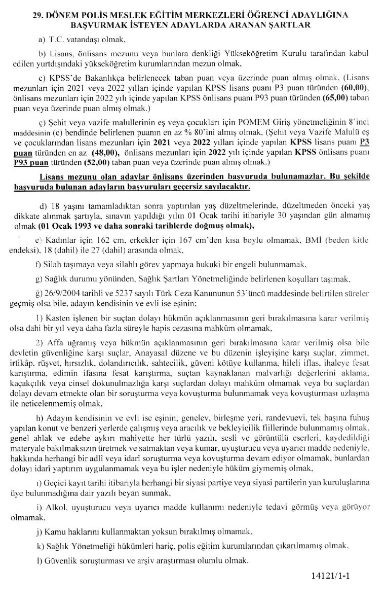 Resmi Gazete'de yayımlanan ilana göre 13 bin polis alımı yapılacak! İşte şartlar 5