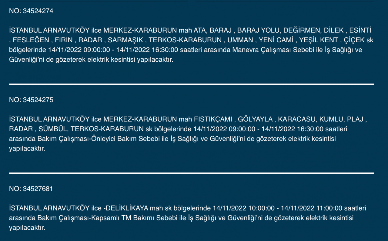 İstanbul’da 31 ilçeye ‘kesinti’ uyarısı yapıldı (14 KASIM PAZARTESİ 2022) 3