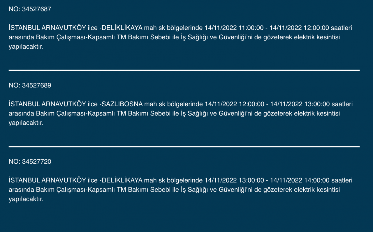 İstanbul’da 31 ilçeye ‘kesinti’ uyarısı yapıldı (14 KASIM PAZARTESİ 2022) 4