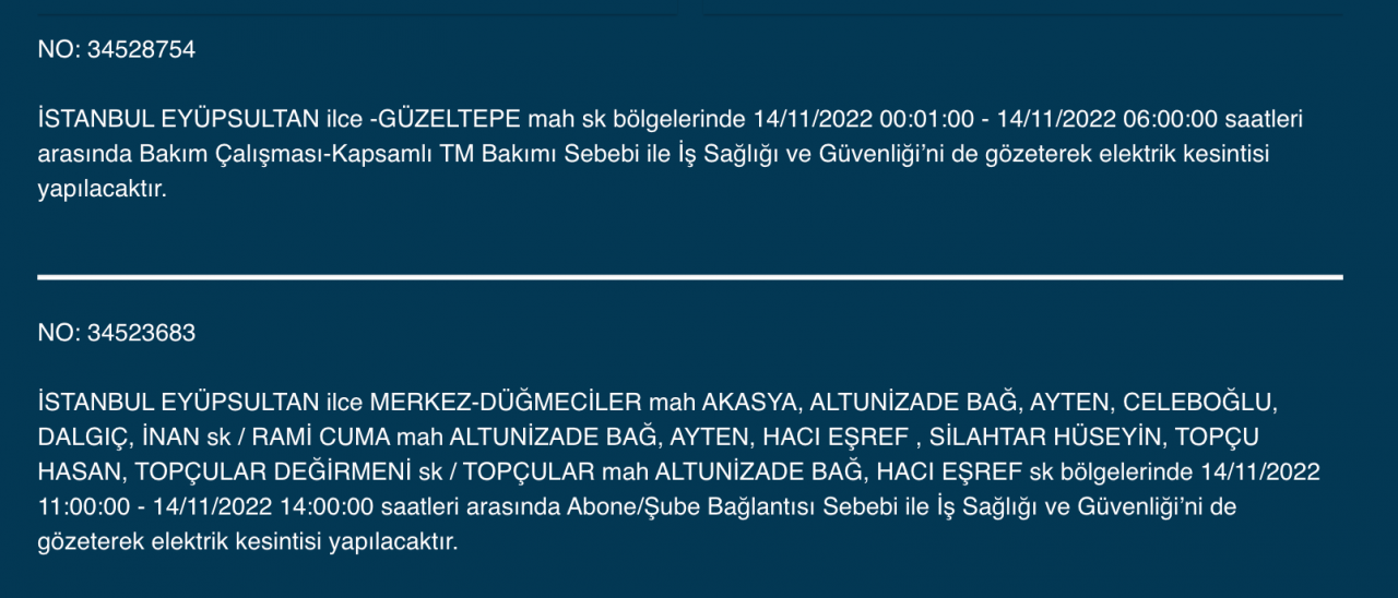 İstanbul’da 31 ilçeye ‘kesinti’ uyarısı yapıldı (14 KASIM PAZARTESİ 2022) 19