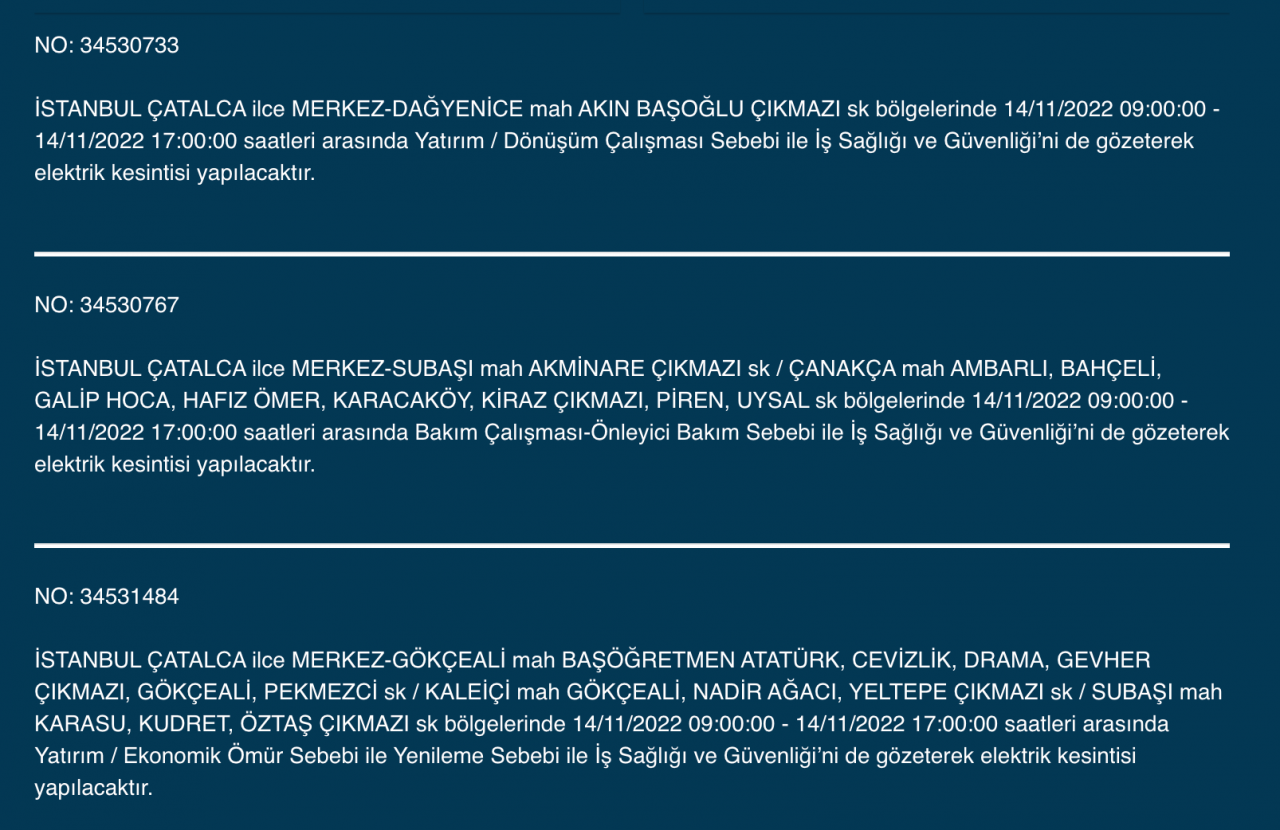 İstanbul’da 31 ilçeye ‘kesinti’ uyarısı yapıldı (14 KASIM PAZARTESİ 2022) 17