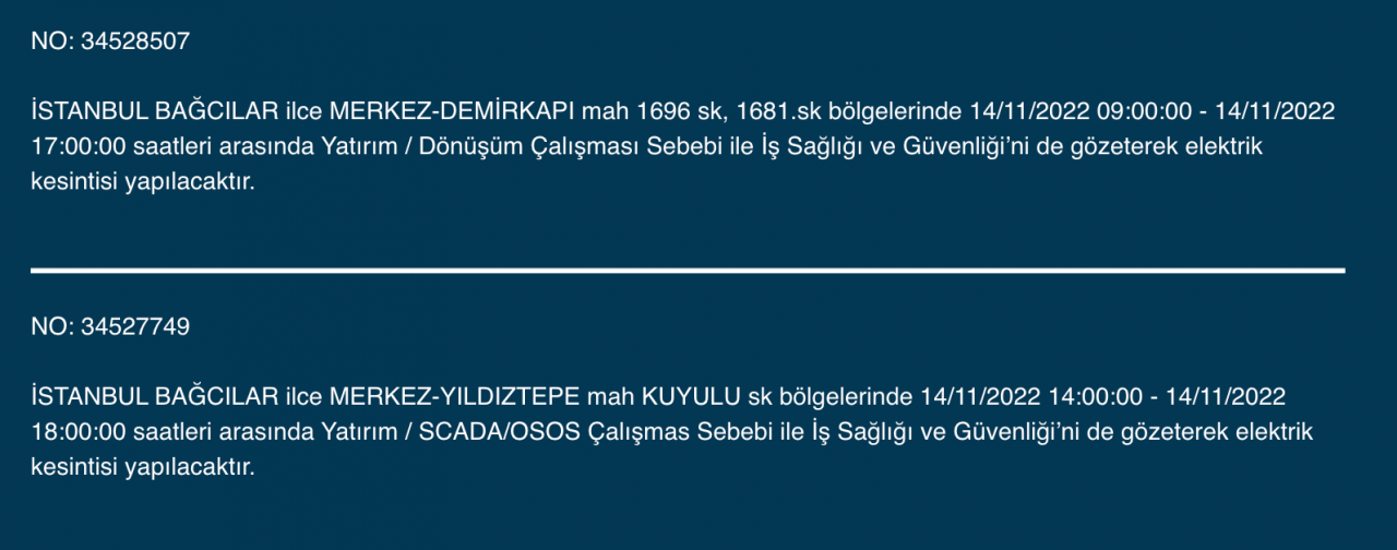 İstanbul’da 31 ilçeye ‘kesinti’ uyarısı yapıldı (14 KASIM PAZARTESİ 2022) 8