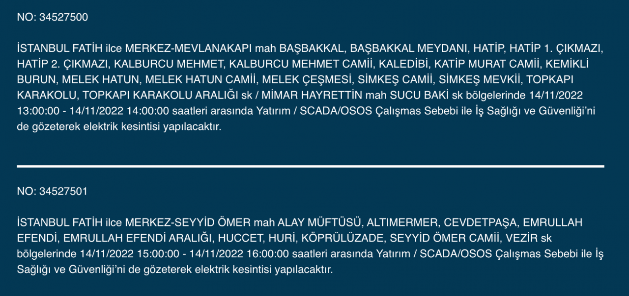 İstanbul’da 31 ilçeye ‘kesinti’ uyarısı yapıldı (14 KASIM PAZARTESİ 2022) 21