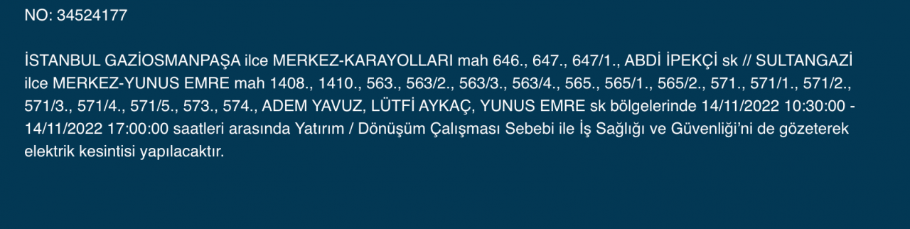 İstanbul’da 31 ilçeye ‘kesinti’ uyarısı yapıldı (14 KASIM PAZARTESİ 2022) 22