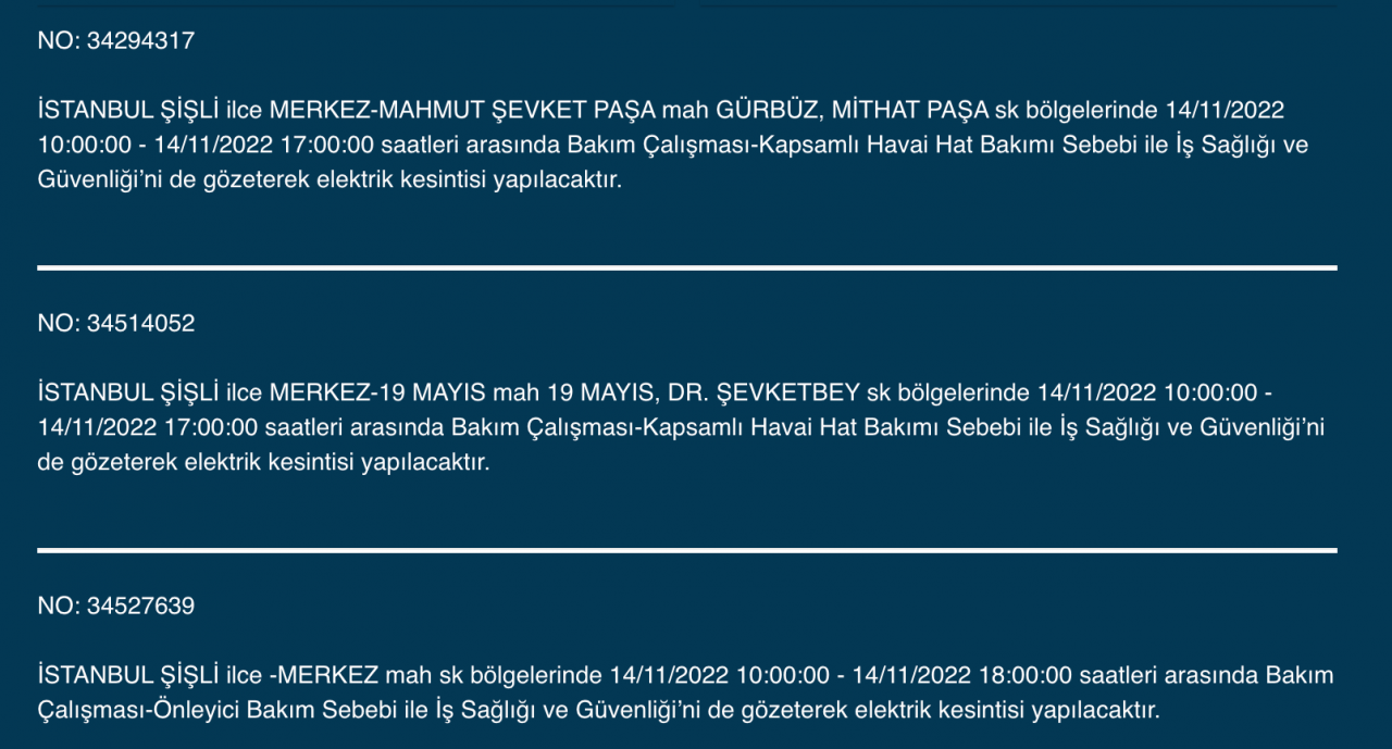 İstanbul’da 31 ilçeye ‘kesinti’ uyarısı yapıldı (14 KASIM PAZARTESİ 2022) 29