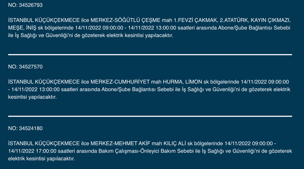 İstanbul’da 31 ilçeye ‘kesinti’ uyarısı yapıldı (14 KASIM PAZARTESİ 2022) 25
